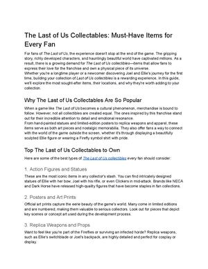 The Last Of Us Collectables Must Have Items For Every Fan