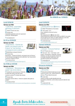 Agenda de la semaine du 09 au 15 juin 2025