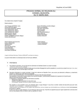 Conseil municipal du 31 mars 2025 - Procès verbal