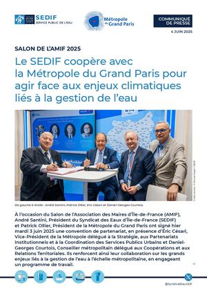 Communiqué de presse | Le SEDIF coopère avec la Métropole du Grand Paris pour agir face aux enjeux climatiques liés à la gestion de l’eau