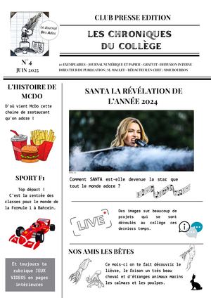 Journal Les Chroniques Du Collège N°4
