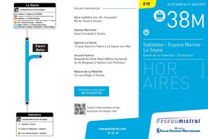 Fiche horaire été L 38m du 05/07 Au 31/08