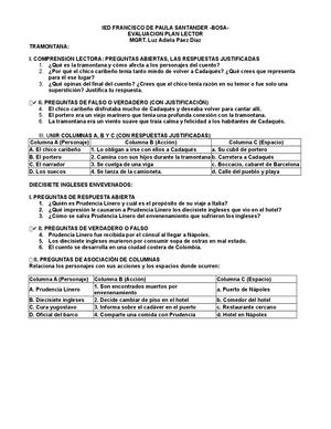 Octavo Tramontana Y 17 Ingleses Envenenados Evaluacion
