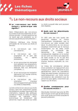 Le Non recours aux Droits Sociaux