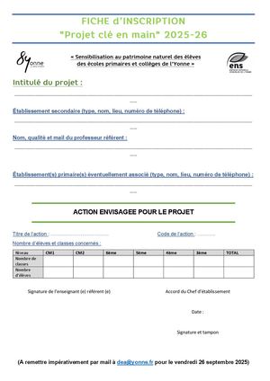 Formulaire inscription Projet Clé en main