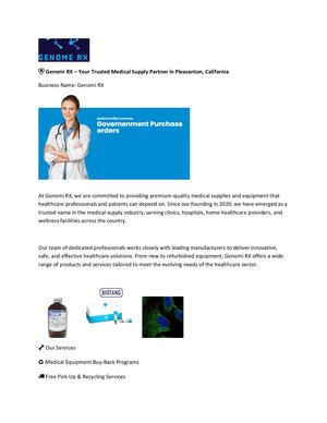 Genomi RX – Your Trusted Medical Supply Partner in Pleasanton, California