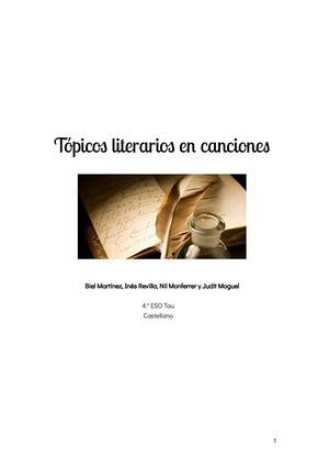 TÓPICOS LITERARIOS EN CANCIONES