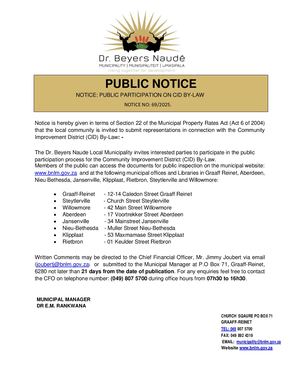 Notice - Community improvement district by-laws