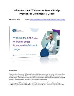 CDT Codes for Dental Bridge Procedures: Definitive Guide