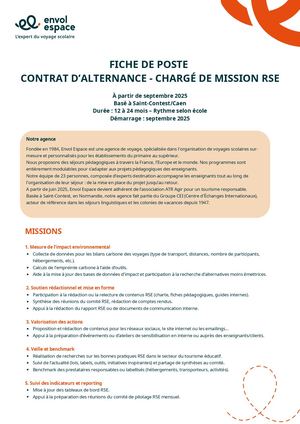 Fiche De Poste Alternant RSE