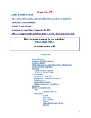 Infos Doc N°31 2024 2025