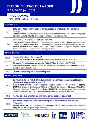 SIAE 2025 - Programme Temps Forts Pavillon Régional des Pays de la Loire