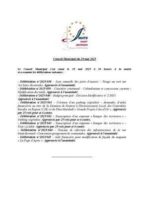 Extraits Du Registre Des Délibérations Du Conseil Municipal Du 19 Mai 2025