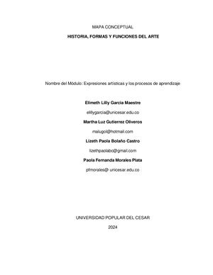 Mapa Conceptual Historia, Formas Y Funciones Del Arte