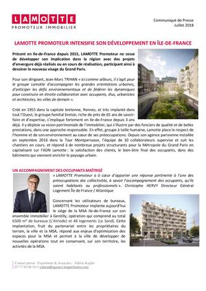 Lamotte intensifie son développement en Île-de-France - 11 juillet 2018