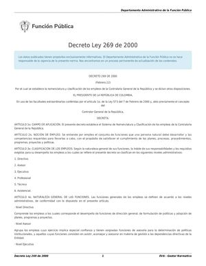 Decreto Ley 269 De 2000