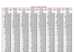 Calendrier Tours 2025 2026