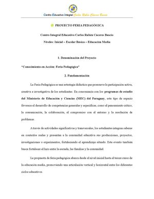 Proyecto Educativo Feria Pedagógica