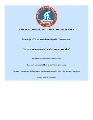 Trabajo final de investigación: La deserción escolar en las zonas rurales