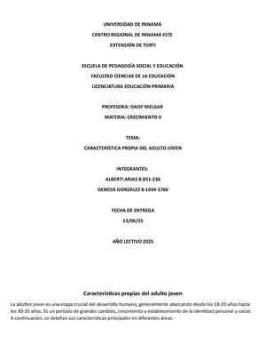 característica de  joven adltez