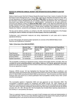 IDP and budget notice final - 2025/2026