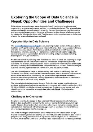 Exploring The Scope Of Data Science In Nepal Opportunities And Challenges