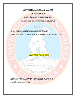 Proyecto Final, Diseño Curricular