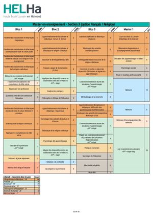 Section 3 (Français Religion) - Grille De Cours 2024