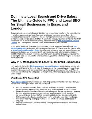 Dominate Local Search and Drive Sales: The Ultimate Guide to PPC and Local SEO for Small Businesses in Essex and London