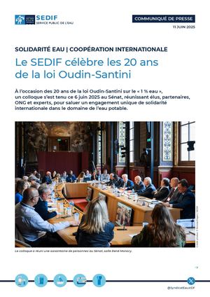 Communiqué de presse | Le SEDIF célèbre les 20 ans de la loi Oudin-Santini