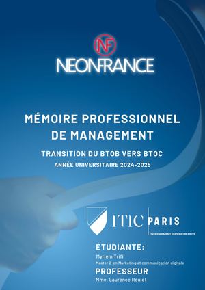 Mémoire De Fin D'études Transition Stratégique De Néon France Vers Le Marché Bto C