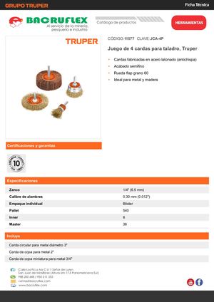 Juego de 4 cardas para taladro, Truper Bacruflex 11577