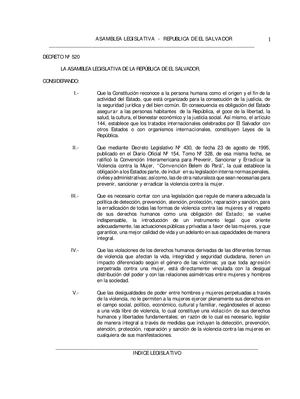 Ley Especial Contra Una Vida Libre De Violencia Contra Las Mujeres