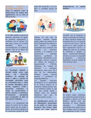 Triptico Psicologia Infantil Y Del Adolocente