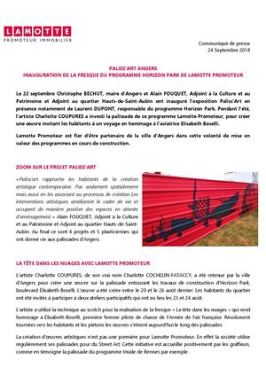 Paliss'Art Angers : Lamotte inaugure la fresque du programme Horizon Park - 24 septembre 2018