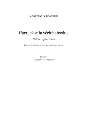 L'art, C'est La Vérité Absolue