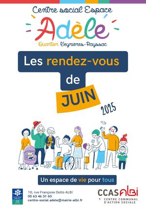 Centre social Espace Adèle - Les rendez-vous de juin 2025