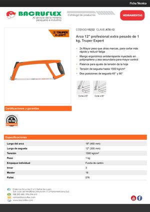 Arco 12" profesional extra pesado de 1 kg, Truper Expert Bacruflex 10232