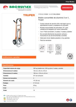 Diablo convertible de aluminio 3 en 1, Truper Bacruflex 16188