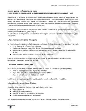 El Plan Que No Esta Escrito, No Existe