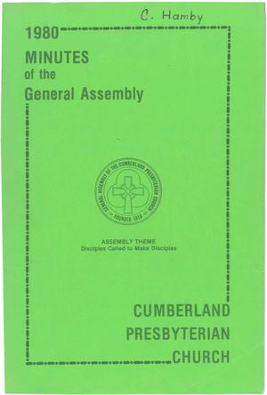 1980 Minutes of the General Assembly Cumberland Presbyterian Church