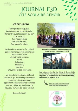 Journal E3d Cité Scolaire Renoir Numéro 4