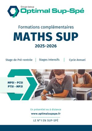 Brochure Maths Sup - 2025/2026 - Optimal Sup-Spé
