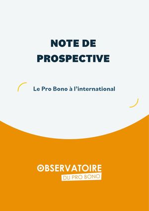 Note de prospective : Le Pro Bono à L'international