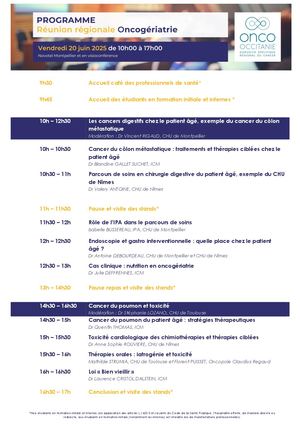 Programme Réunion Régionale Oncogériatrie 2025