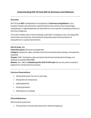 ICD-10 Code R42: A Guide to Diagnosing and Billing Dizziness