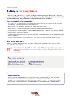 Anticiper Les Inaptitudes