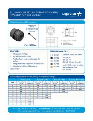 JE31xx - 1 1 2in Flush Mount Return Fitting With Water Stop
