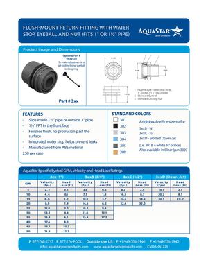 3xx - Flush Mount Return Fitting With Water Stop, Eyeball And Nut (Fits 1in Or 1 1 2in Pipe).
