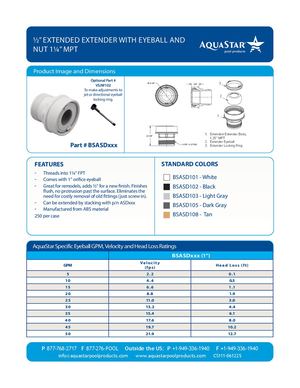 BSASDxxx - 5in Extender With Eyeball And Nut 1.25in MPT